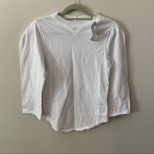 NWT Free People We The Free Clover Top Puff Sleeve Crewneck White